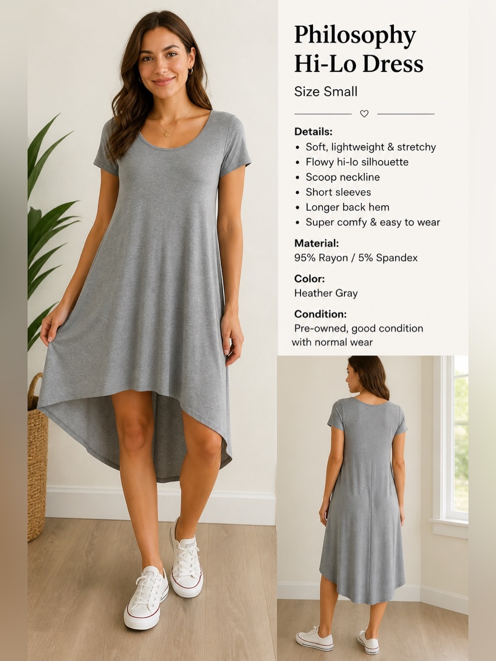Philosophy Heather Gray Hi-Lo Scoop Neck Dress